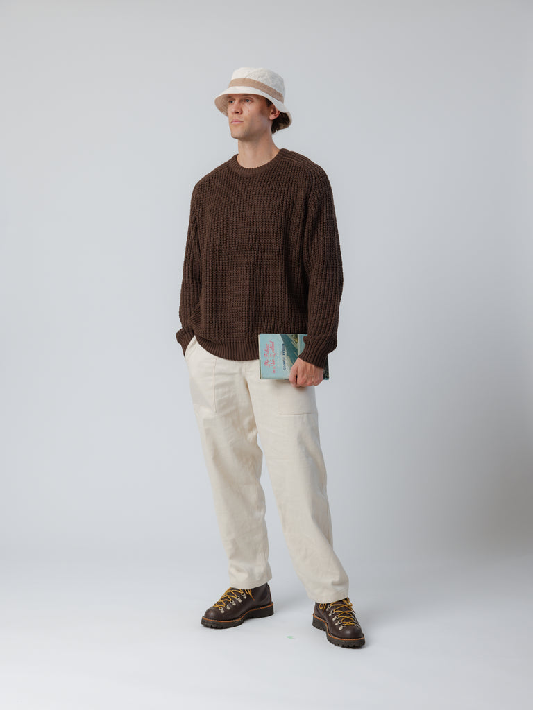 Fisherman Knit Sweater - Brown