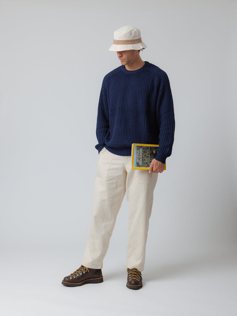 Fisherman Knit Sweater - Navy