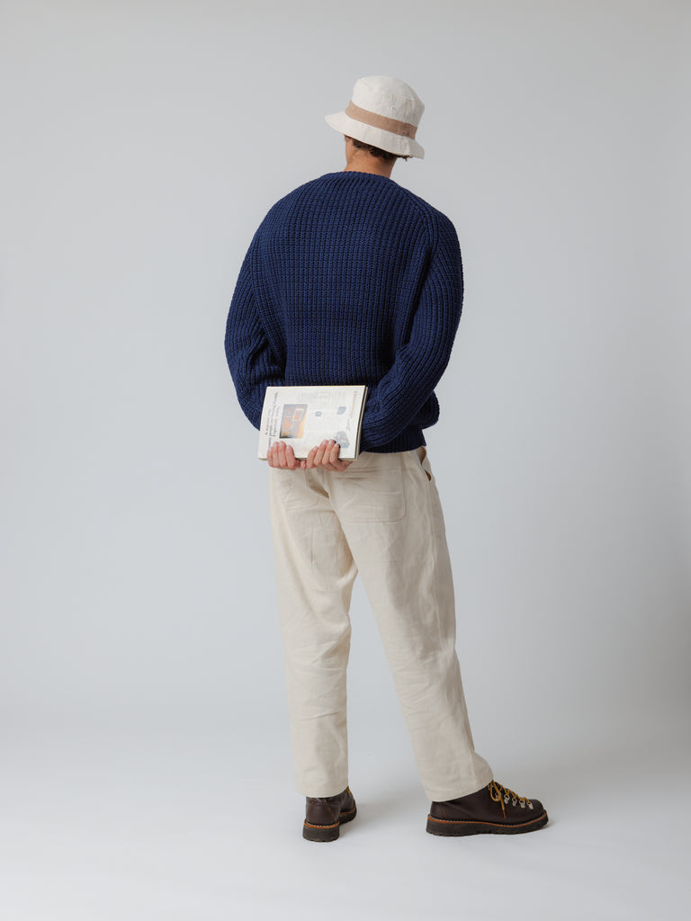 Fisherman Knit Sweater - Navy