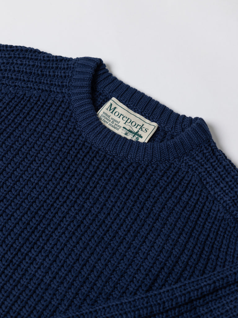 Fisherman Knit Sweater - Navy