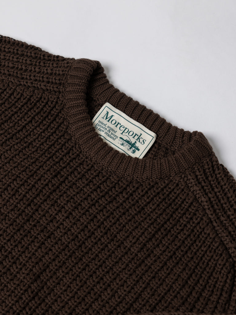 Fisherman Knit Sweater - Brown